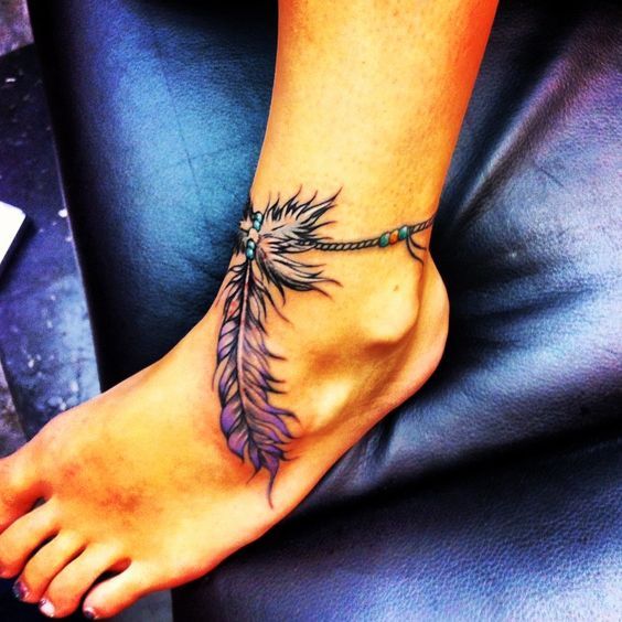 12 Instep Tattoos You Must Love | Anklet tattoos, Feather tattoos .