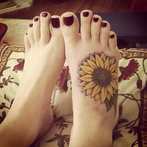 12 Instep Tattoos You Must Love | Sunflower foot tattoos, Foot .