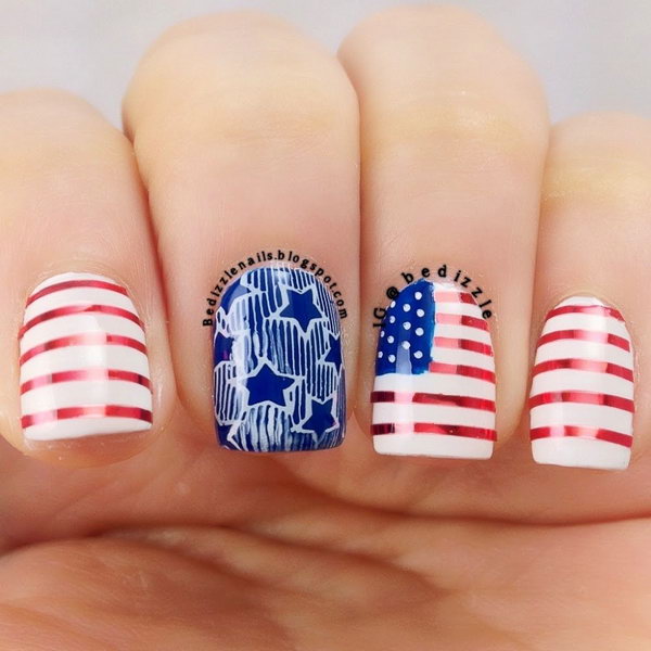 30+ American Flag Inspired Stripes and Stars Nail Ideas .