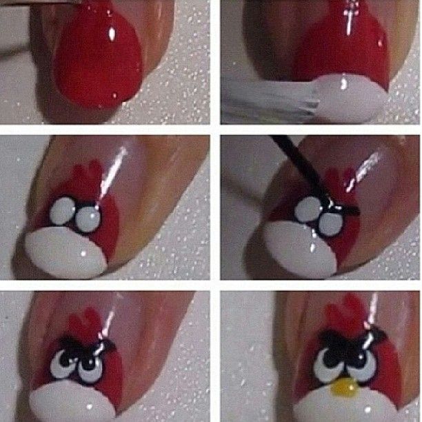 Angry birds nail art tutorial !♥ | Bird nail art, Funky nail art .