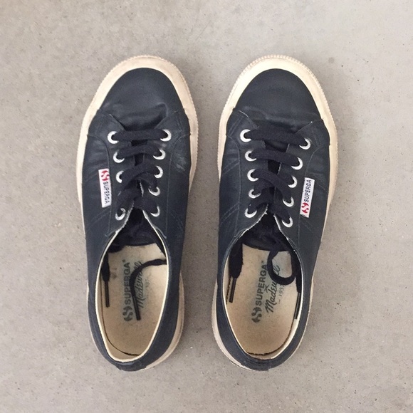 Madewell Shoes | X Superga Navy Leather Sneakers | Poshma