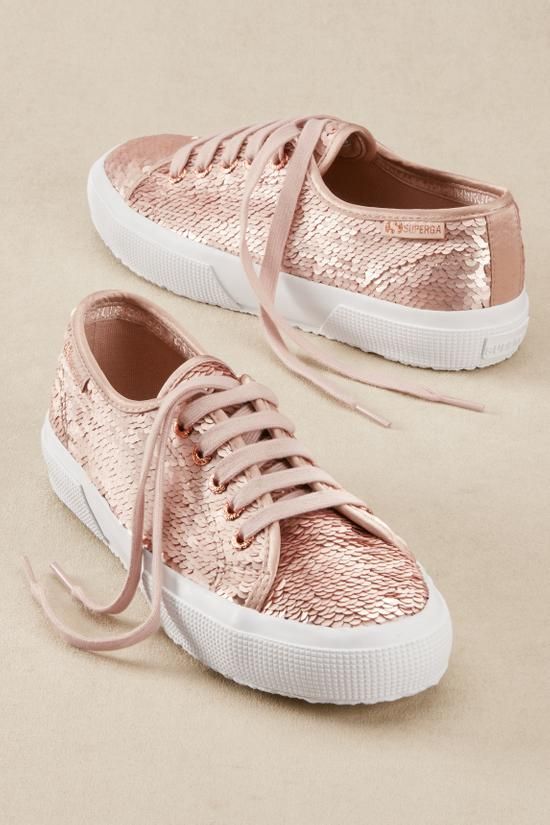 Superga Iridescent Sequin Sneakers - Rose Gold Sneakers | Soft .