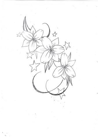 Lily Flowers n Stars Tattoo Design (With images) | Flower tattoo .