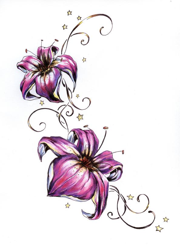 Color Lily Flower Tattoo Desi