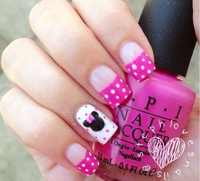 Image via Lovely Cartoon Themed Nails for the Week | Minnie mouse .