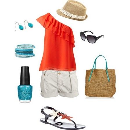 Orange Layered One-shoulder Top Outfit for a Beach Look | Fashion .