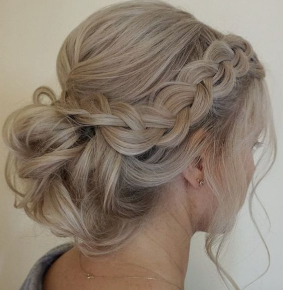 Side Braided Low Updo Wedding Hairstyle | Homecoming hairstyles .