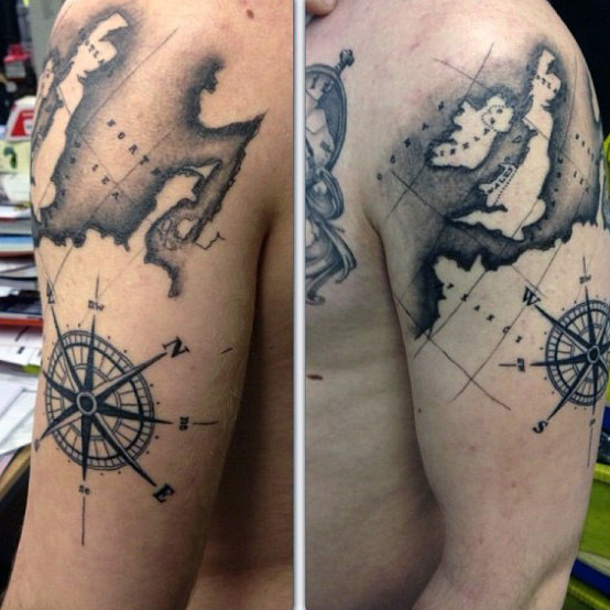 50 World Map Tattoo Designs For Men - Adventure The Glo