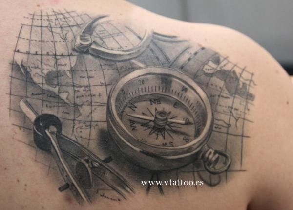 100 Awesome Compass Tattoo Designs | Compass tattoo, Tattoos .