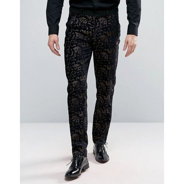 ASOS Skinny Pants In Textured Leopard Print ($46) ❤ liked on .