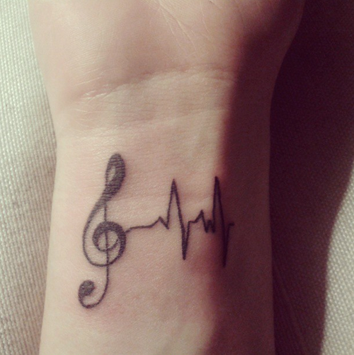 music tattoo LOVE IT! music=mylife! | Wrist tattoos, Heart tattoo .