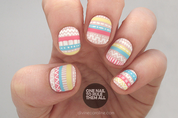 Perfectly Pastel Aztec Nail Art to Try - Mo