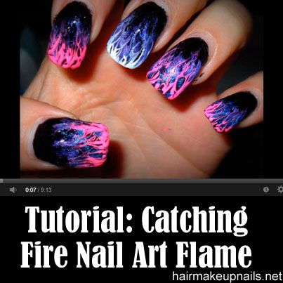 Catching Fire Nail Art Flame Marble Tips (Level 1) I would try .