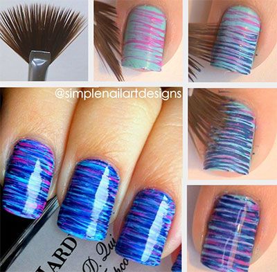 17 Easy And Cool Step By Step Nail Art Tutorials | Fan brush nails .