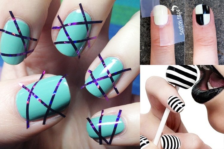 Nail Art Designs You Can Do Only Using A Scotch Ta