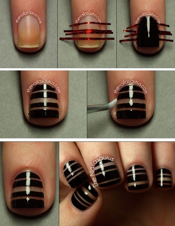 15 Easy Nail Tutorials with Scotch Tape - Pretty Desig