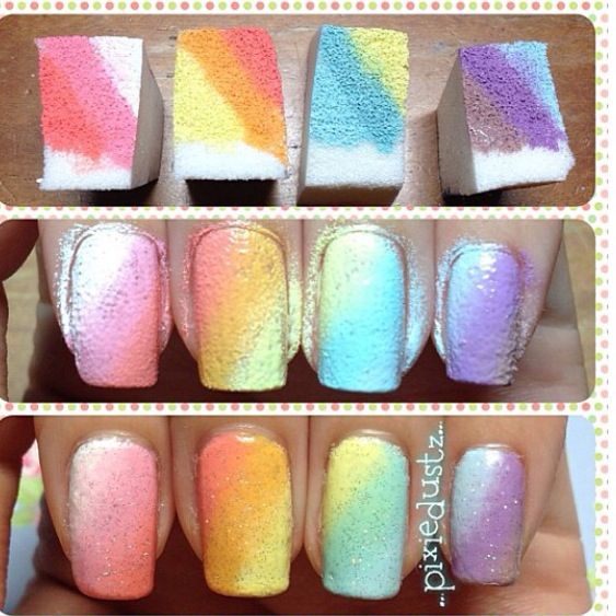 Apply The Nail Polish to the sponge two times, waiting completely .