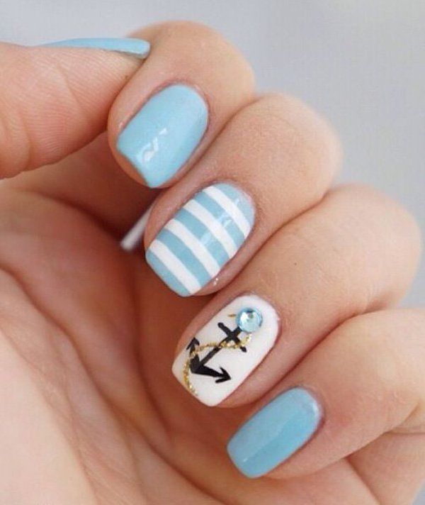 60 Cute Anchor Nail Designs | Anchor nail designs, Nautical nails .