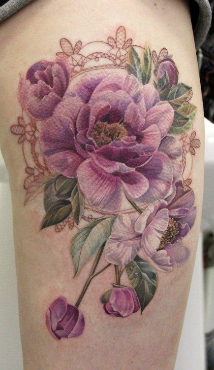 No Line Flower Tattoos
