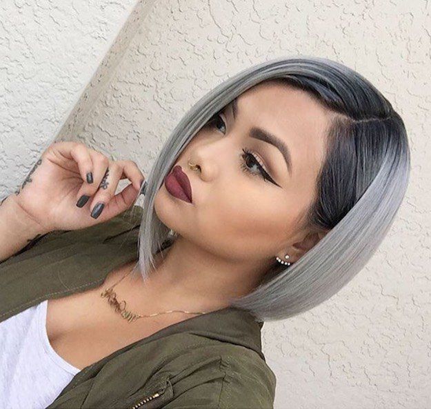 Silver Ombre Hair | Short grey hair, Silver ombre hair, Medium .