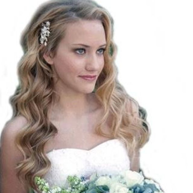 One side pinned back | Wedding hairstyles for long hair, Wavy .
