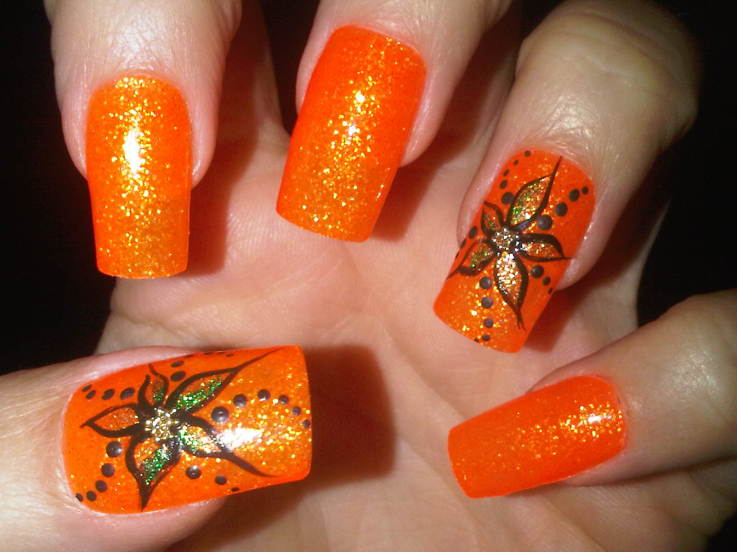 55 Most Beautiful Orange Nail Art Design Ide