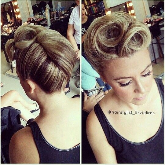 French roll pinup hairstyle- Lizzie Liros | Wedding hair up, Up .