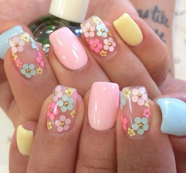 Playful spring nails | Spring nail art, Flower nails, Floral nai