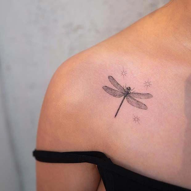 Cute Dragonfly Tattoo for Girls #tattoosforgirls | Dragonfly .