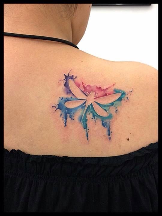 Watercolor silhouette of dragonfly tattoo for girls | Watercolor .