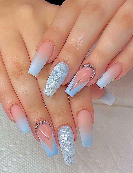 Beautiful Nail Art Ideas & Designs for 2019 | Blue acrylic nails .