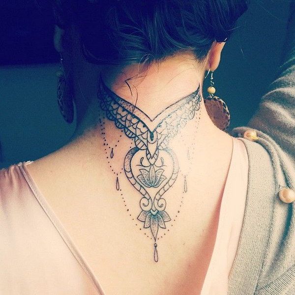 Soft and Delicate Back of the Neck Tattoo Design | Back of neck .