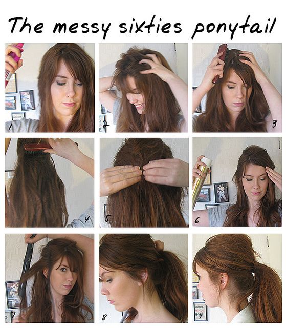 messy ponytail | Ponytail hairstyles tutorial, Ponytail hairstyl