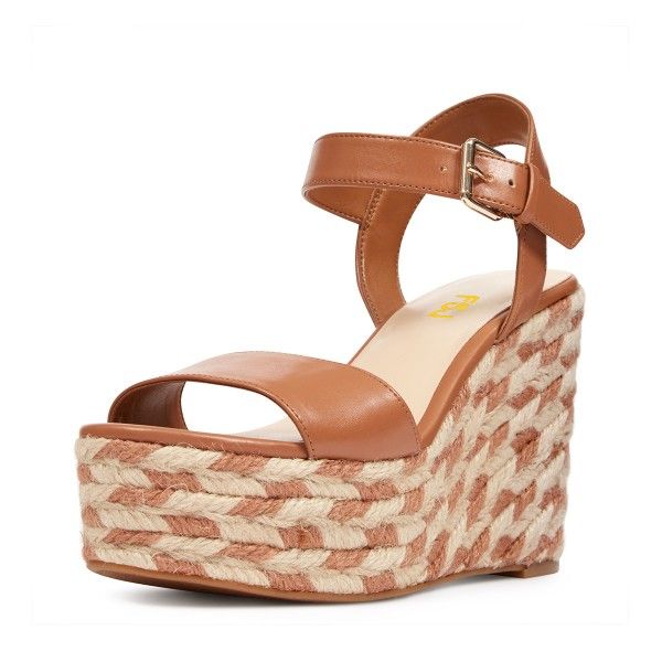 Tan Wedge Sandals Summer Platform Sandals For Women For Party .