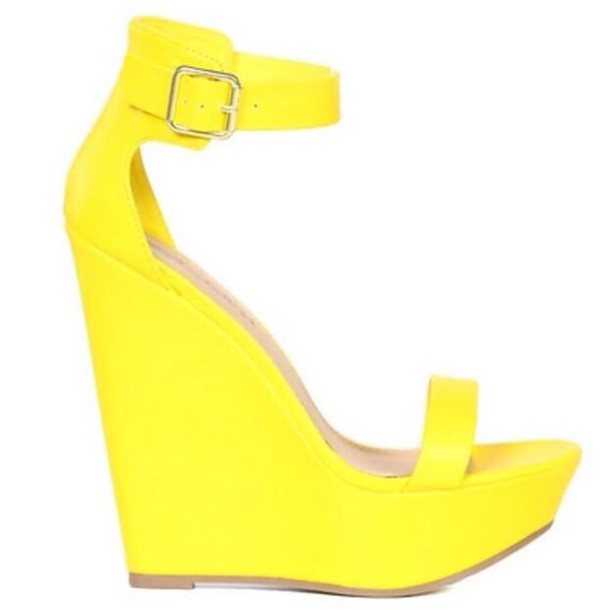 shoes, wedges, yellow, heels, wedge sandals, neon yellow, sandal .