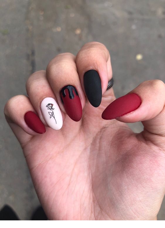 Red white, white and black - nails - Miladies.n