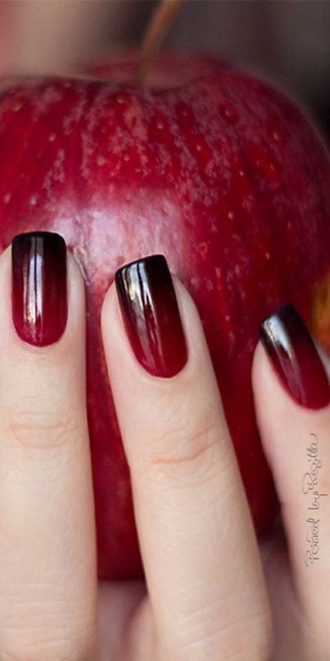 red to black ombre nails | Nail art ombre, Red nails, Ombre nai