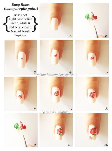 Rose Nail Tutorials You Must Love for Summer | Roos nagels .