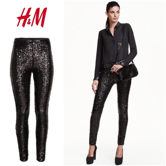 Divided Pants | Hm Brand Black Sequin Leggings Nwts | Poshma