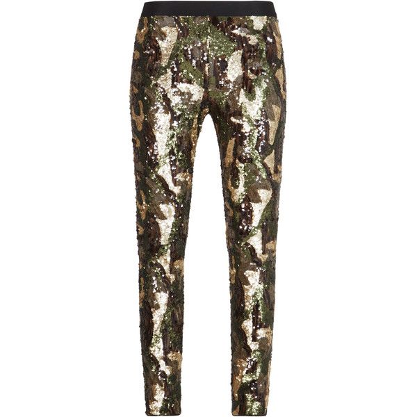 BCBG Dena Camo Sequined Leggings ($398) ❤ liked on Polyvore .