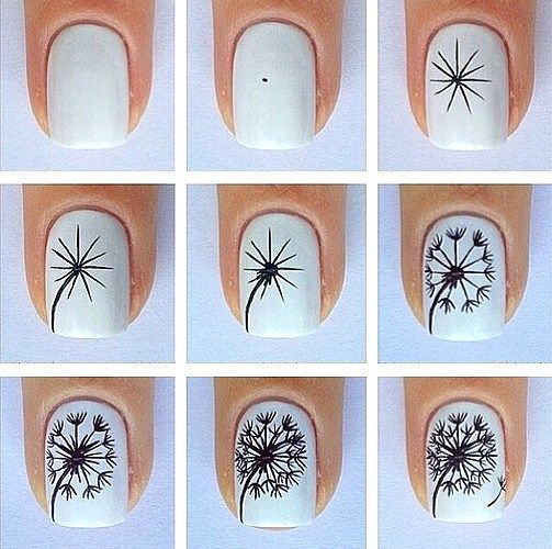 Dandelion Nail Art | Dandelion nail art, Nail designs, Cute nail a