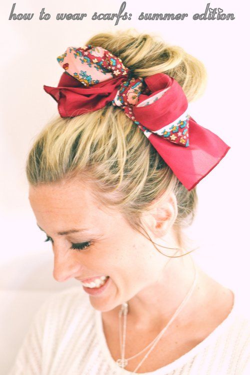 Spice up Your Buns with a Scarf | Scarf hairstyles, Hair beauty .
