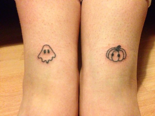 Spooky cute little ghost and jack-o-lantern tattoos | Matching .