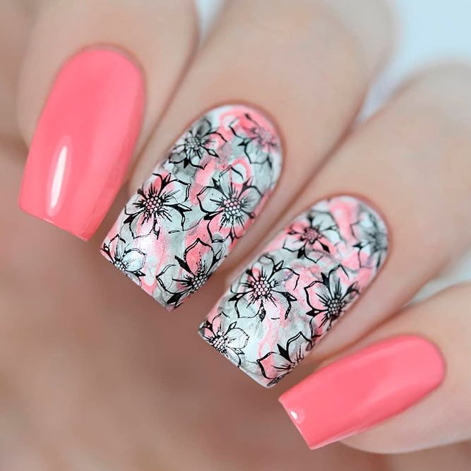 42 Super Pretty Flower Nail Designs To Copy | Cute nail designs .