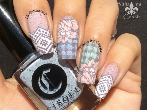 Delicate Plaid & Flower Stamping Nail Art - YouTu