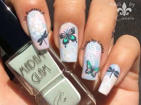 Marble Effect Butterfly Stamping Nail Art - YouTu