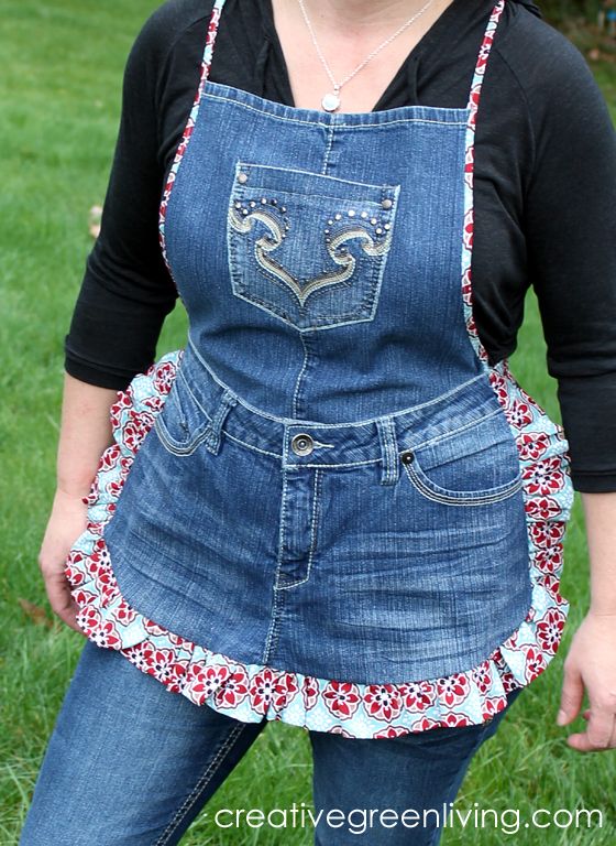 Farm Girl Apron Tutorial from Recycled Jeans | Denim crafts .
