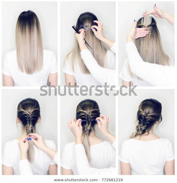 Simple Hairstyle Volume Plait On Straight Stock Photo (Edit Now .