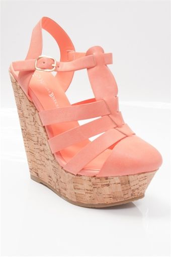 Sightseeing Season Closed Toe Strappy Wedge Sandals - Coral .