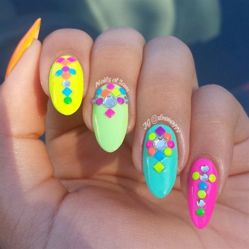 Fluorescent Studs by BornPrettyNails - Nail Art Gallery .
